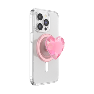 Pink Crystal Heart PopGrip for MagSafe, PopSockets